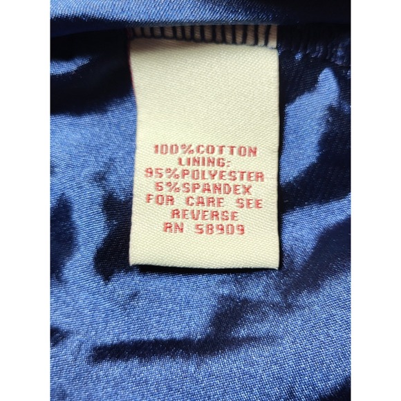 Reba Navy Lace Satin Lined Blazer Hook Closure High/Low Hem Long Sleeves Large - Picture 6 of 8